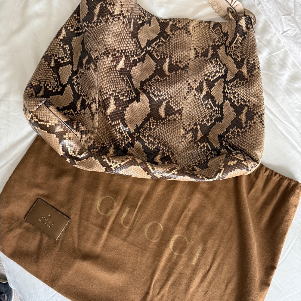 Gucci Brown Python Pattern Bag - image 1